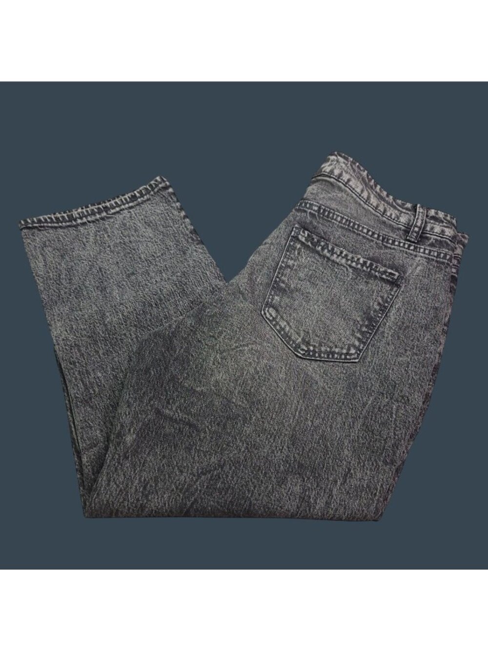Time And Tru Womens Straight Wide Leg Ankle Jeans 14 Gray High Rise Stretch Pock